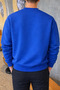 Men's Stands the Time Printed Oversize Crew Neck Blue Sweatshirt - 5