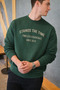 Men's Stands the Time Printed Oversize Crew Neck Red Green Sweatshirt - 2