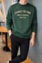 Men's Stands the Time Printed Oversize Crew Neck Red Green Sweatshirt - 3