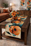 Digital Printed Decorative Runner with Modern Table Orange Flowers Pattern