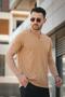 تي شيرت Burchard Triangle Piping Waffle Slim Fit للرجال برقبة على شكل حرف V