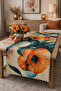 Digital Printed Decorative Runner with Modern Table Orange Flowers Pattern - 3