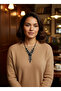 Stone Leaf Design Stylish Women's Necklace – Elegant Evening Dress Matching Statement Necklace for Night Events - 4