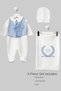 100% Cotton Baby Boy 3-Piece Hospital Discharge Set – Hat, Overalls and Blanket – Blue Vest - 3