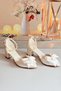 Women's Ecru 5 cm Pearl Bow Bridal Shoes - 8