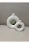 Bohemian White Decorative Double Ring Vase Set - 4