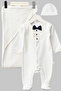 White Baby Boy 3-Piece Hospital Release Set – Bow Tie Jumpsuit, Hat and Blanket – 100% Cotton - 2