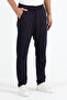 Men's Navy Blue Cotton Linen Trousers - 3