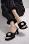 Black Lace Feathered Engagement Bridal Slippers - 7