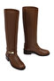 Women's Brown Buckle Leather Boots 25Wfd101518 - 7