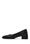 Women's Black Thick Short Heeled Leather Shoes 25Afd184818 - 2