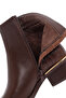 Women's Brown Zippered Short Thick Heeled Leather Boots 25Wfd360714 - 7