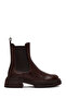 Women's Brown Thick Soled Leather Chelsea Boots 25Wfd141018