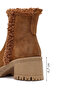 Women's Tan Zippered Thick Heeled Suede Leather Boots 25Wfd131810 - 4