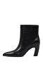 Women's Black Thick Heeled Leather Boots 25Wfd491118 - 4