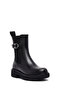 Women's Black Thick Soled Leather Chelsea Boots 25Wfd202018 - 7
