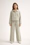 Beige Button Detailed Linen Shirt and Trousers Girls' 2-Piece Set 23518