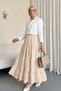 Fisto Embroidered Folded Skirt -Beige - 4