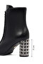 Women's Black Lace-Up Zippered Thick Heeled Boots 25Wfe481218 - 5