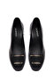 Women's Black Short Thick Heeled Leather Heeled Shoes 25Afd412518 - 7
