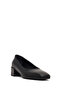 Women's Black Thick Short Heeled Leather Shoes 25Afd184818 - 6