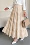 Fisto Embroidered Folded Skirt -Beige