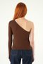 Brown Single Sleeve Buckled Blouse 8261A - 5