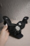 Black Lace Feathered Engagement Bridal Slippers - 2