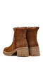 Women's Tan Zippered Thick Heeled Suede Leather Boots 25Wfd131810 - 7