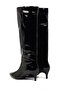 Women's Black Short Thin Heeled Patent Leather Boots 25Wfe481416 - 6