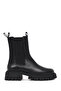 Women's Black Thick Soled Leather Chelsea Boots 25Wfd140318