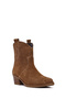 Women's Camel Short Thick Heeled Suede Leather Cowboy Boots 25Wfd511710 - 7