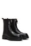 Women's Black Zippered Thick Soled Leather Boots 25Wfd182218 - 4