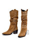 Women's Mink Thick Heeled Suede Leather Cowboy Boots 25Wfd153810 - 4