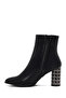 Women's Black Zippered Patterned Thick Heeled Boots 25Wfe481118 - 5