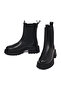 Women's Black Thick Soled Leather Chelsea Boots 25Wfd140318 - 3