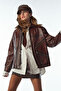 Claris Women's Brown Shirt Collar Oversize Leather Coat 25Wge5332Nc
