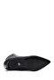 Women's Black Zippered Thin Heeled Leather Boots 25Wfd161118 - 7