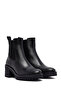 Women's Black Thick Heeled Leather Chelsea Boots 25Wfd132418 - 5