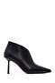 Women's Black Zippered Thin Heeled Leather Boots 25Afd101018