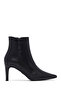 Women's Black Zippered Thin Heeled Leather Boots 25Wfd161118
