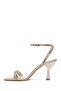 Women's Beige Ankle Buckle Stone Thin Heeled Shoes Sandals 25Sfe3911Ts - 4