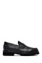 Men's Black Genuine Leather Casual Loafer, Winter Shoes 25Wfd7049Ft