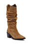 Women's Mink Thick Heeled Suede Leather Cowboy Boots 25Wfd153810 - 6
