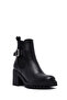 Women's Black Zippered Thick Heeled Leather Boots 25Wfd203418 - 8