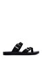 Women's Black Double Buckle Stone Slippers 25Sfe 460114