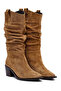 Women's Mink Thick Heeled Suede Leather Cowboy Boots 25Wfd153810 - 2