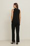 Black Sleeveless Asymmetrical Turtleneck Shawl Detailed Knitwear - 6