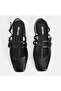Women's Black Buckle Leather Casual Shoes - 5
