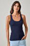 Navy Blue Thick Strap Crew Neck Knitwear - 2